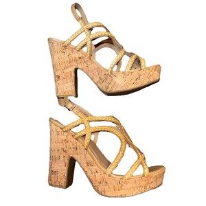 Sun + Stone Nadiya Cork  Platform Dress Tan Sandals Size 10